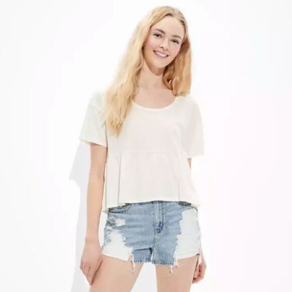 3/$45 American eagle Babydoll Peplum Tee - Picture 2 of 5